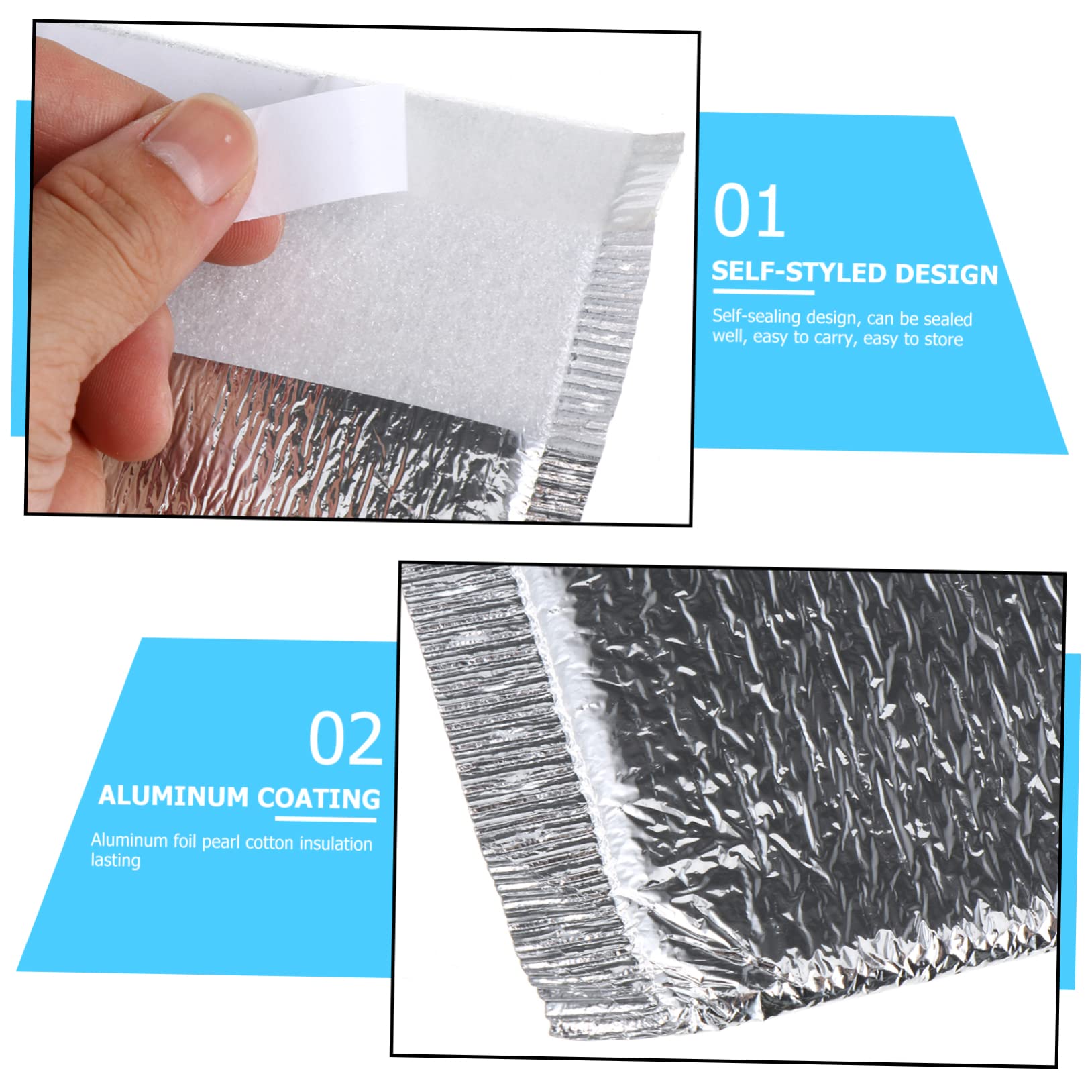 20 szt. Aluminiowe izolowane termicznie koperty bąbelkowe Izolowane przesyłki pocztowe Termiczne koperty izolowane bento na żywność Gorąca izolacja termiczna Owoce Aluminium Zakupy Dziecko/1740