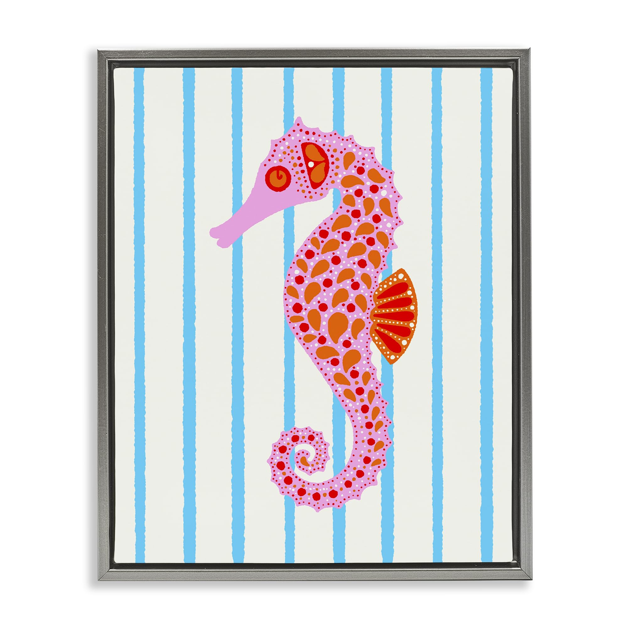 Boho Seahorse Striped Nautical, 24 x 30 Inch Canvas in Floater Frame