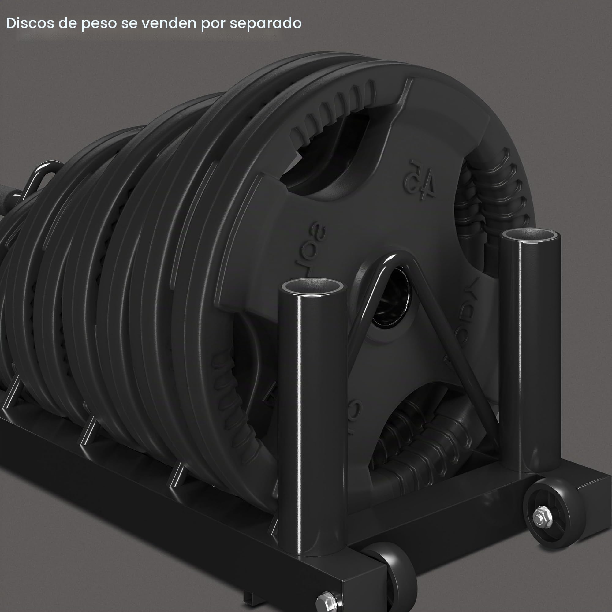 Yaheetech Estante horizontal para discos de peso, estante de fitness de fuerza con 4 ranuras para placas, soporte de almacenamiento de placas, parachoques de barra con ruedas giratorias para el hogar