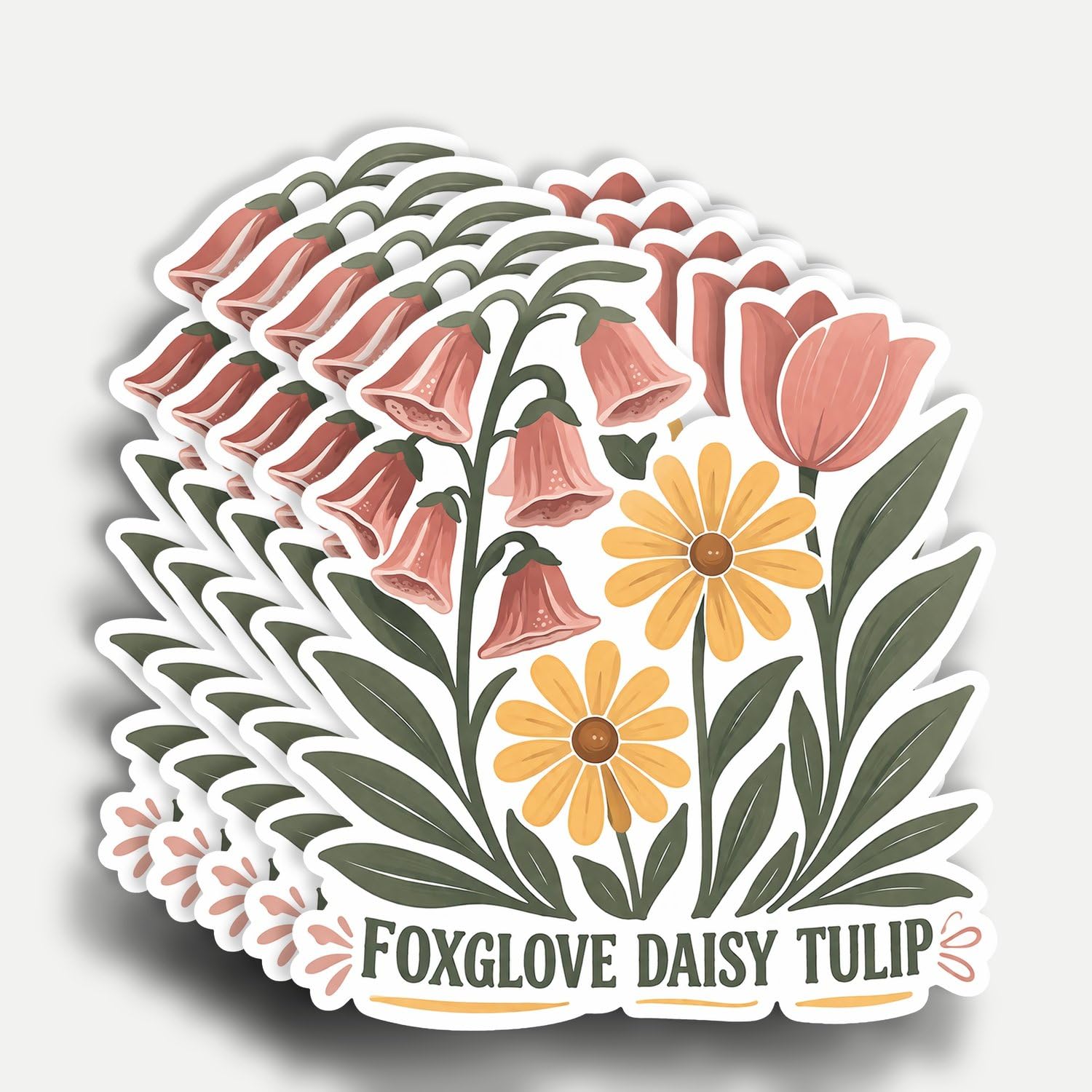 Photo 1 of (5Pcs) Foxglove Daisy Tulip Sticker 3 inch, Anti Felon Not My President Stickers, Funny Political Flowers Waterproof Vinyl Decal for Laptop, Water Bottles, Car, Phone