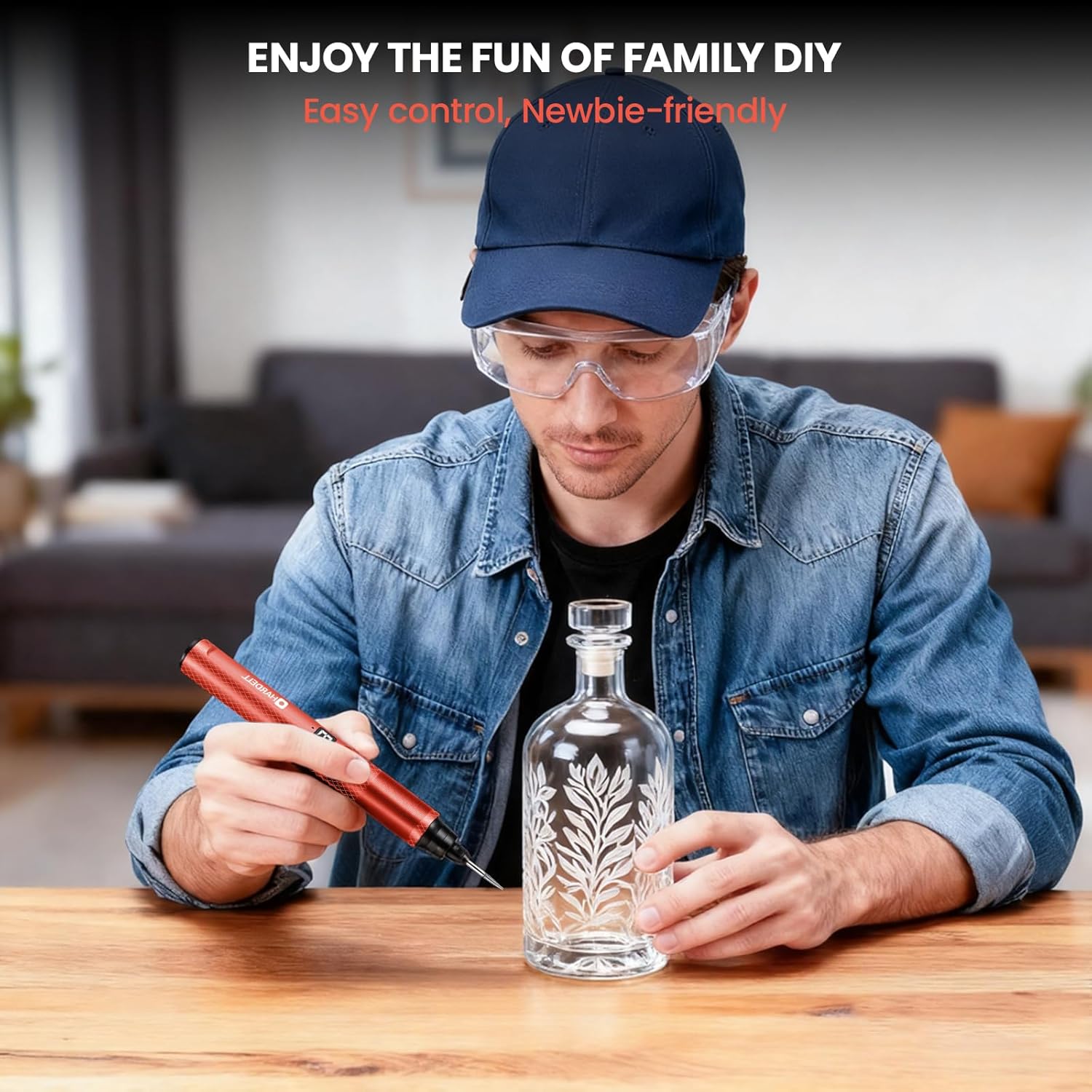 Digital display showing 6 speed levels for the HARDELL rotary tool, from 18000 RPM to 38000 RPM