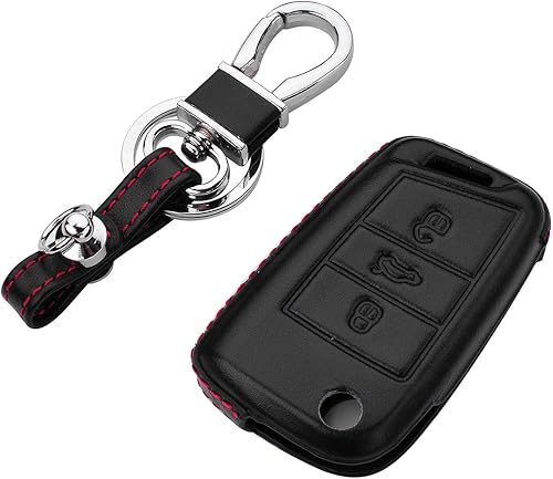 Hombres Mujeres Cuero Genuino Llavero Funda Para Volkswagen/Para Skoda/Para Audi/Para Asiento Flip Car Remote Key Case Funda Funda Con Kit Llavero