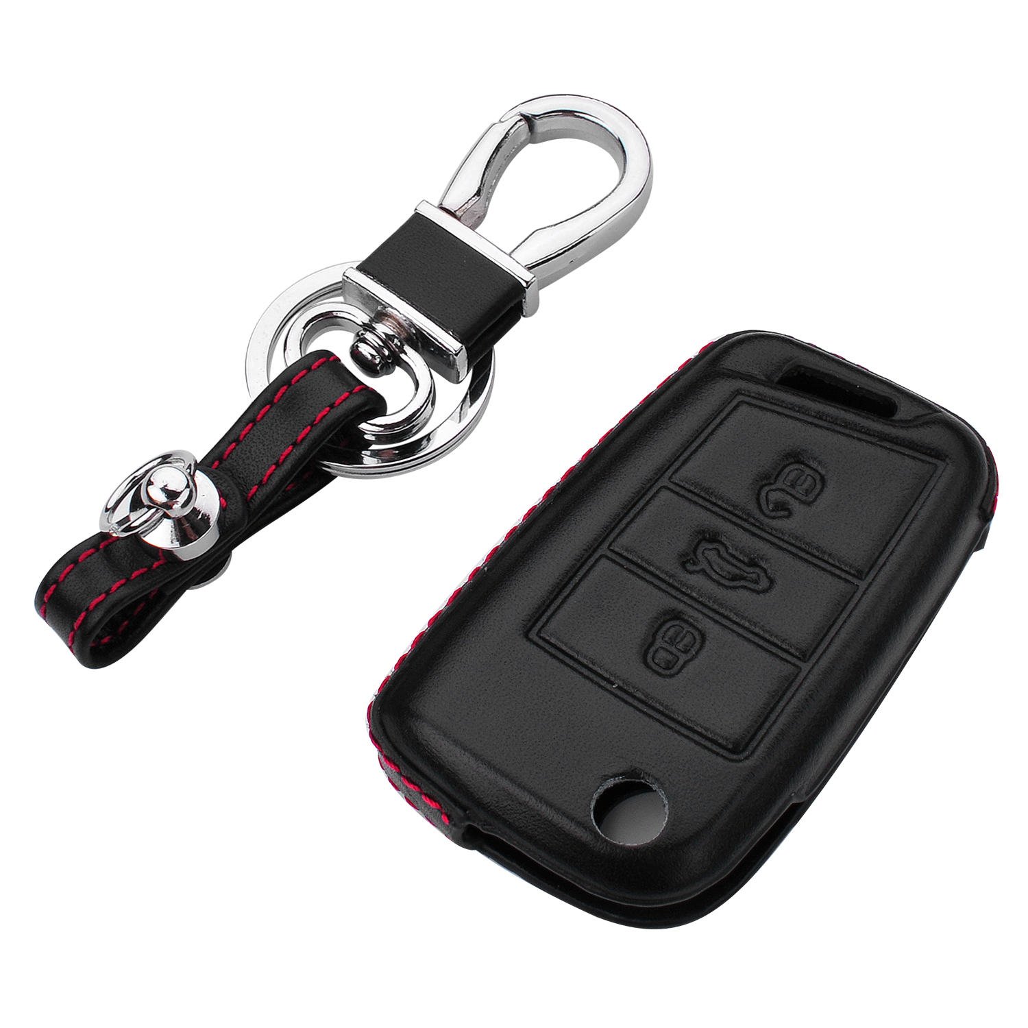 Men Women Genuine Leather Key Fob Cover For Volkswagen Skoda