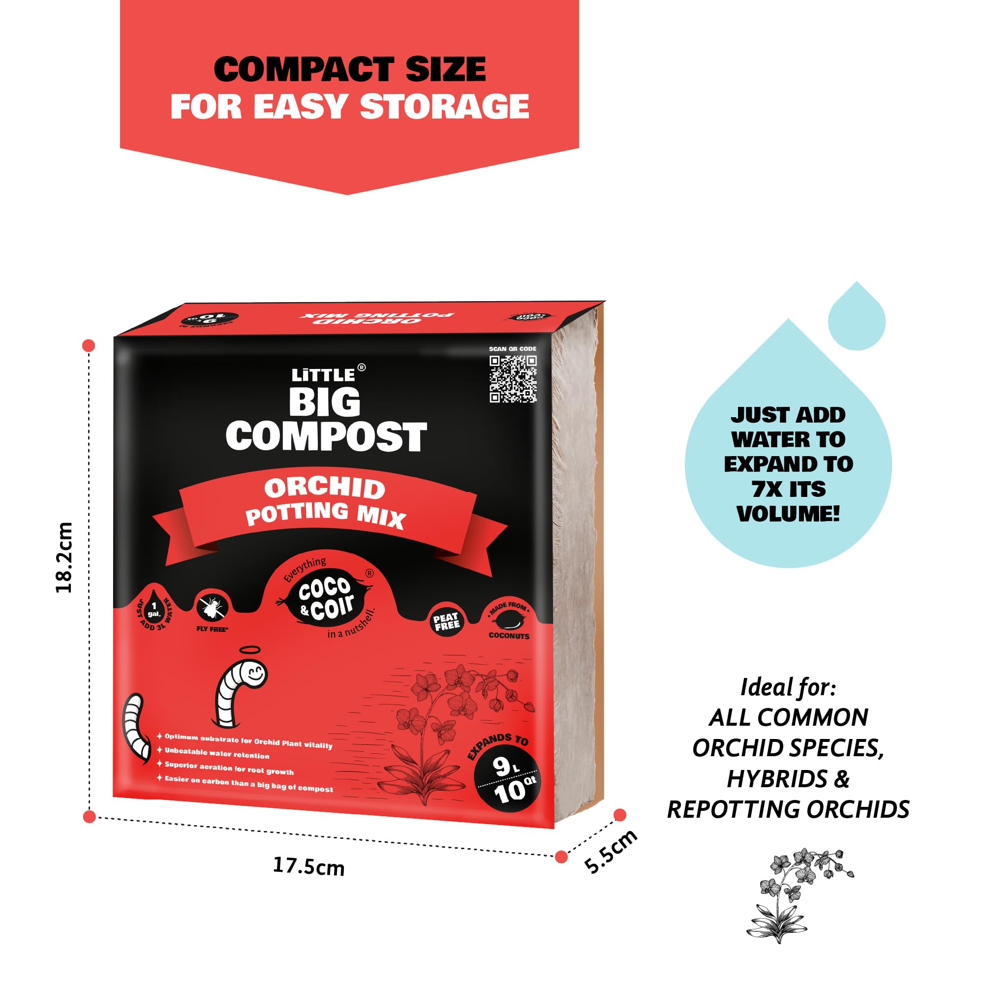 Kit Rempotage Orchidées - Substrat Coco 5L + Engrais 0.25L, Pour Toutes Orchidées Et Plantes Épiphytes