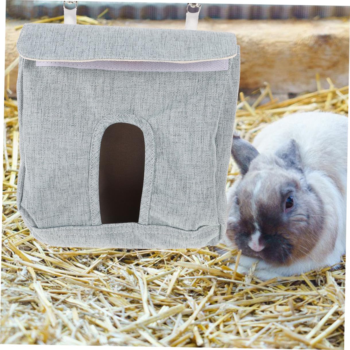 YARNOW Hanging Hay Feeder Bag for Small Animals Guinea Pigs Rabbits Chinchillas Hamsters Slow Feed Storage Pouch 4.13X3.94X1.18 Inches - image 4