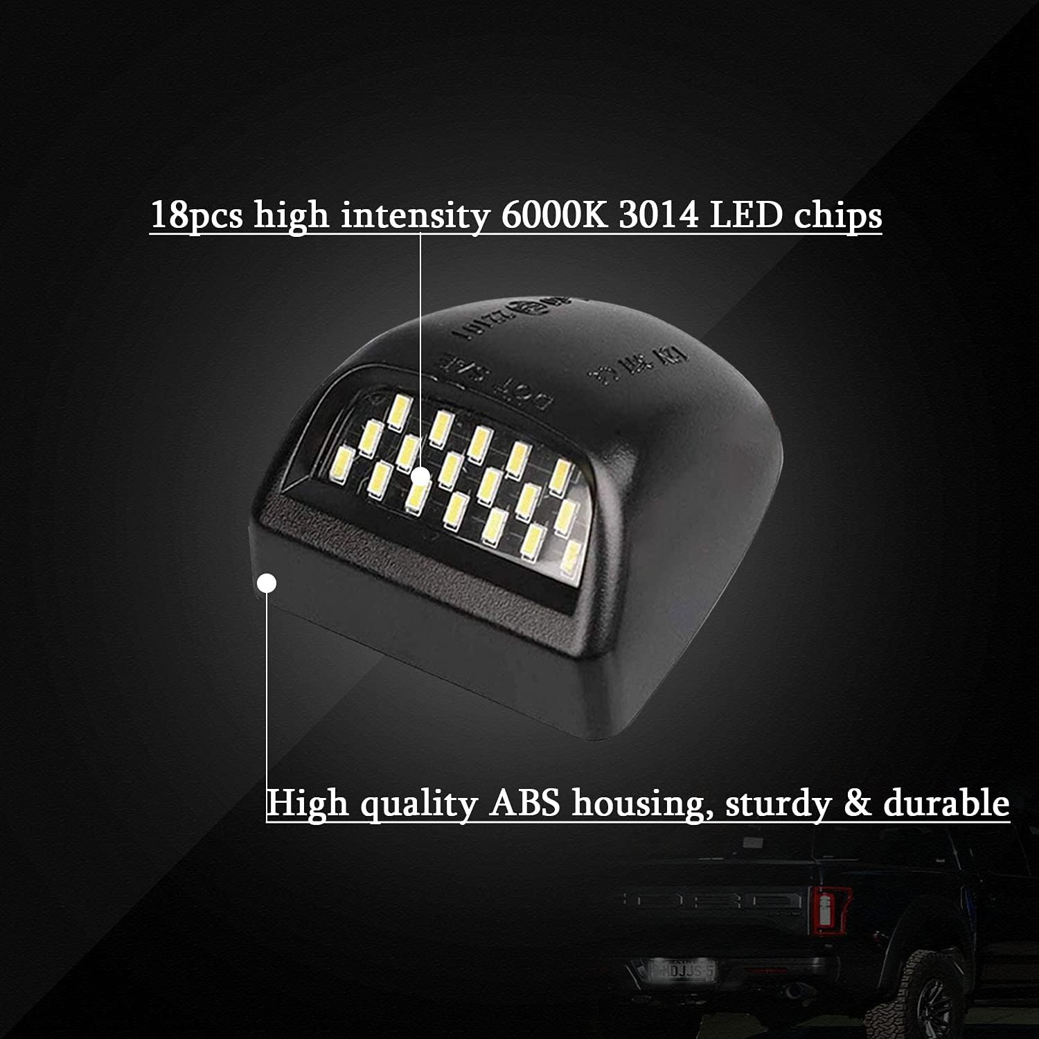 XTAUTO LED License Plate Lights Lamp Super Bright Assembly Replacement For Cadillac Escalade Chevy Silverado 1500 2500 3500 Suburban Tahoe GMC Sierra 1500 2500 3500 Yukon XL 2-pack