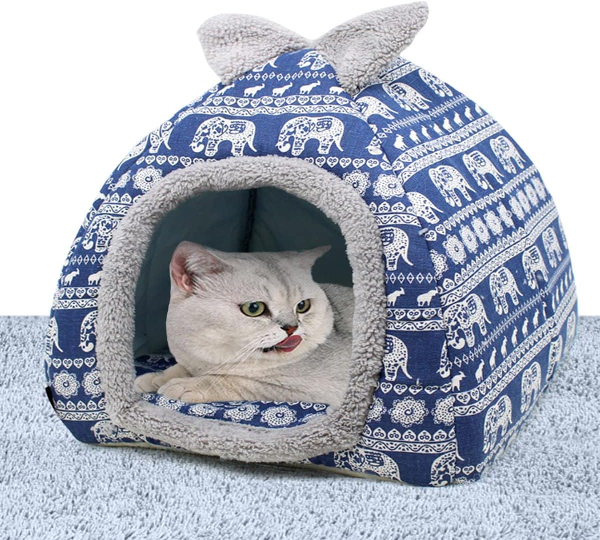 Xpnit Cat Bed Enclosed Cat Igloo Bed,Dog House Anxiety Relief Foldable