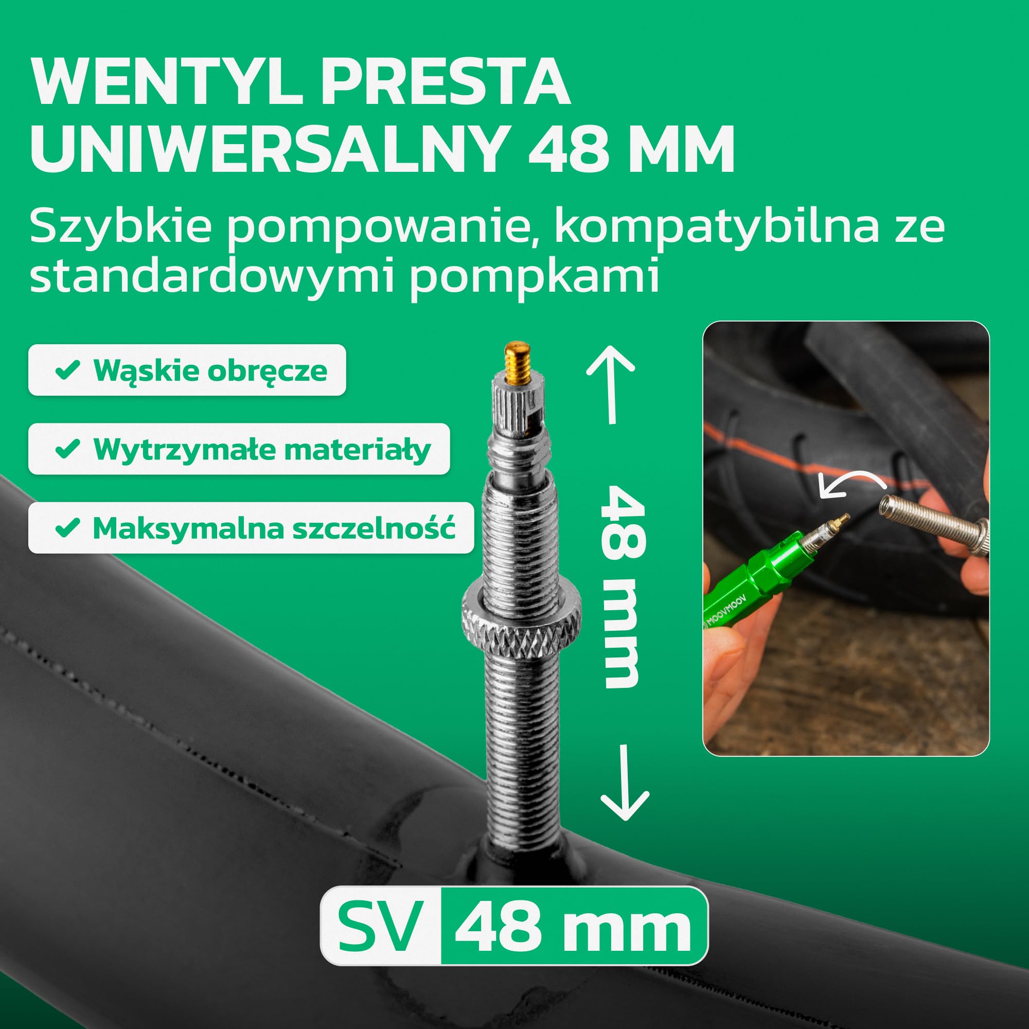 MoovMoov Dętka 27,5 cala - Do opon 27.5x2.60, 27.5x2.75, 27.5x2.80, 27.5x2.90 i 27.5x3.00 z ETRTO od 65-584 do 76-584 - Zestaw 2 szt. - Do roweru