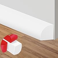 ToLanbbt 120 Inch Flexible Peel and Stick Quarter Round Molding - White Rubber Trim, Double Adhesive Bendable Edge for Floor, Bath, Kitchen 1/2" x 1/2"