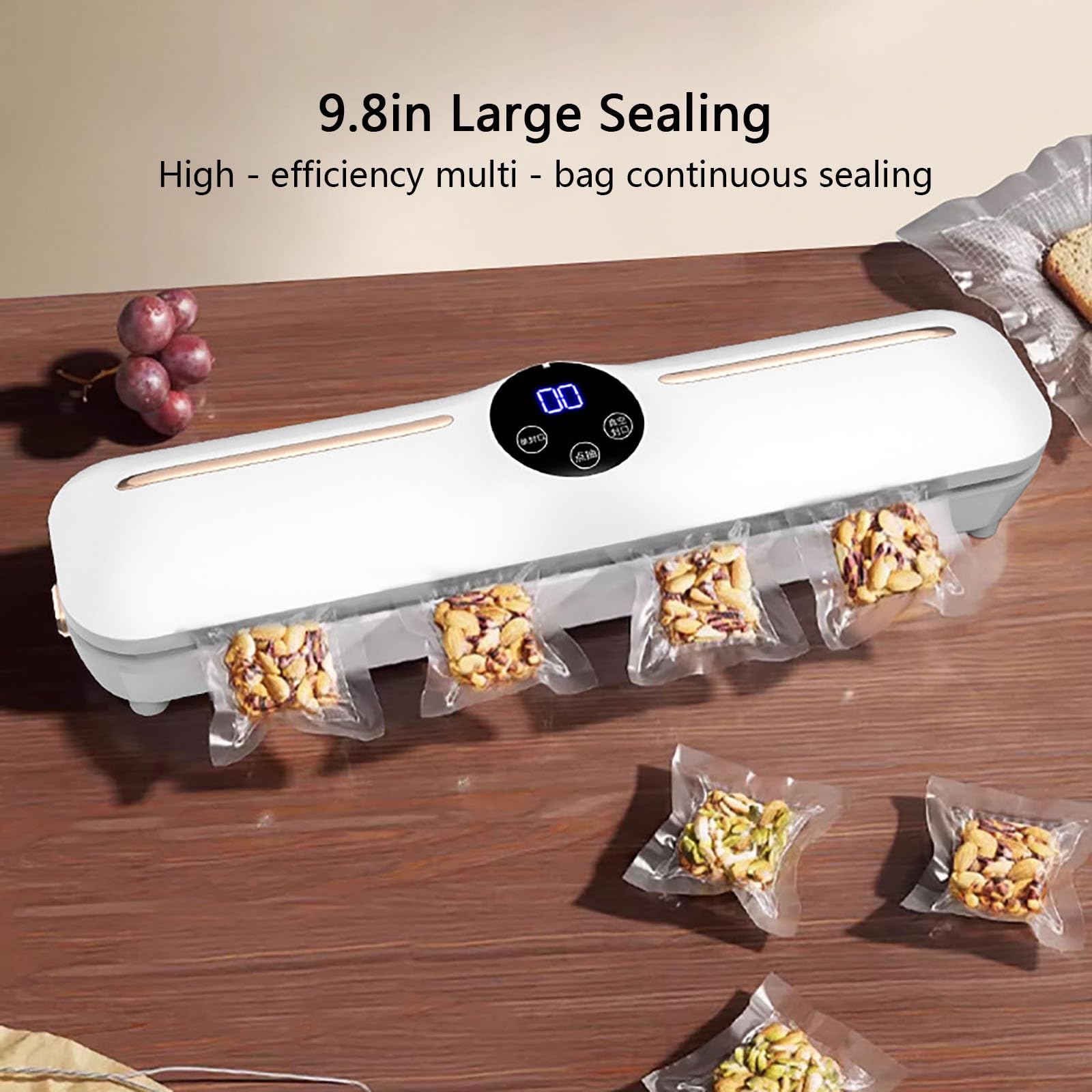 Home Vacuum Sealer Machine, Professional Sealing Bar for Sous Vide, Freezer Storage & Bulk Food Preservation(White)