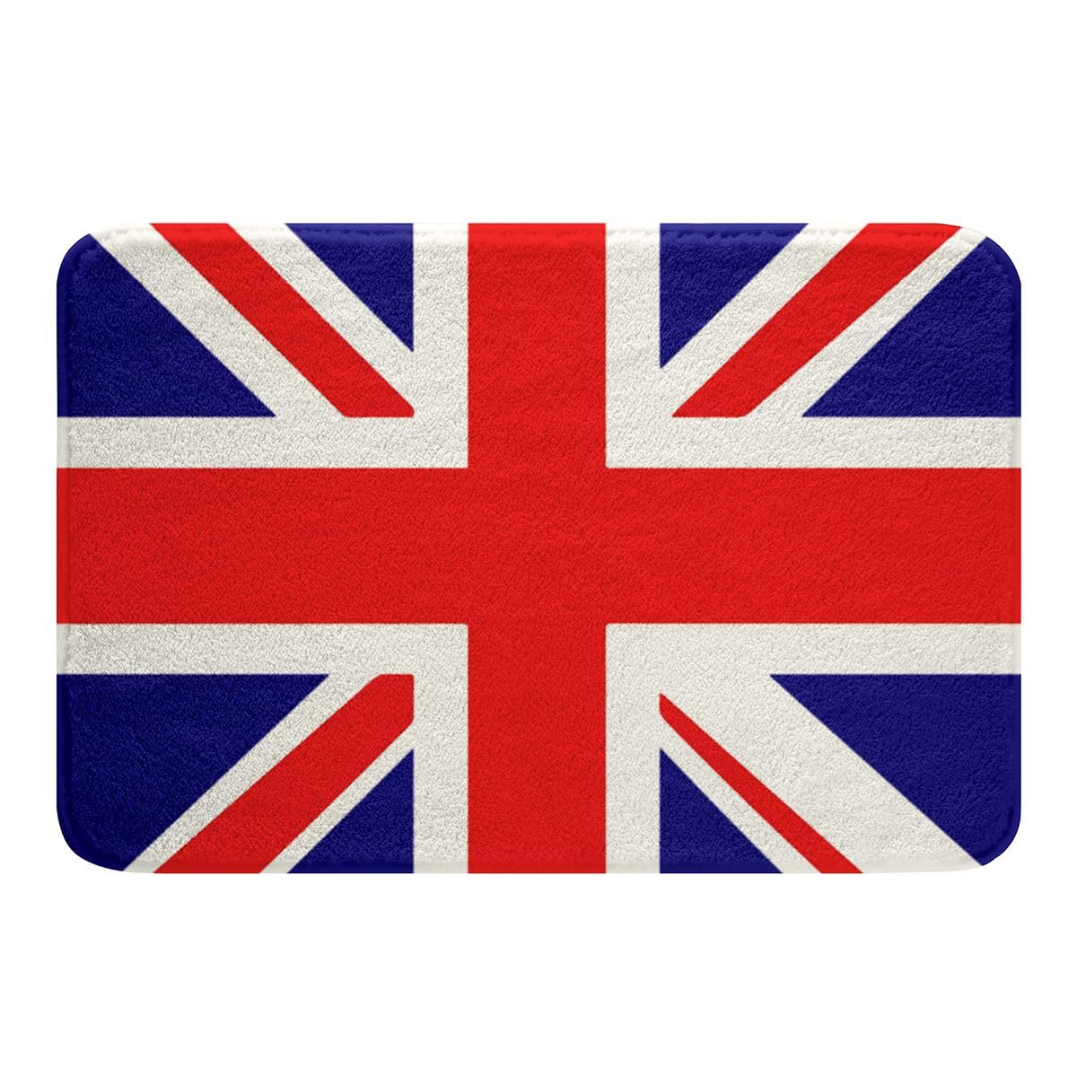 British Flag Bath Mat, United Kingdom Flag Bath Rug for Kids Boys Teens, Classic Traditional Flag Doormat Geometric Stripes Rug Plush Bathroom Decor Mat with Non Slip Backing, Red Blue 16"X24"