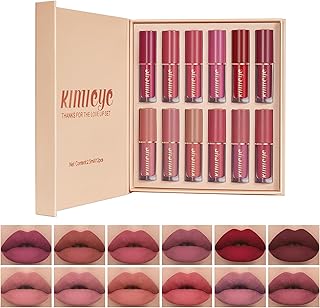 12 Colors Matte Liquid Lipstick Kit, Long Lasting Lip Tint, Waterproof Lip Stain, Non-Stick Cup Quick-dry Velvet Nude to Red Lipstick Makeup Set, Up to 24H Wear (SET B)