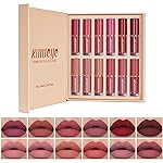 KIMIEYE 12 Colors Matte Liquid Lipstick Kit, Long Lasting Lip Tint, Waterproof Lip Stain, Non-Stick Cup Quick-dry Velvet Nude to Red Lipstick Makeup Set, Up to 24H Wear (SET B)