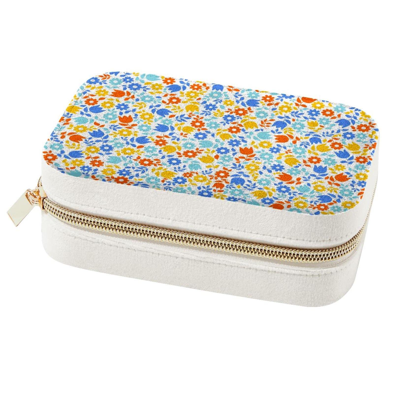 Organiseur de bijoux de voyage fleuri pour vacances et week-ends