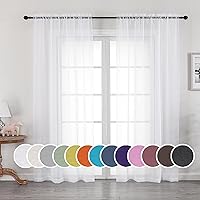 OWENIE White Sheer Voile Curtains 84 Inches Long 2 Panels Rod Pocket Drapes for Bedroom Living Room - Lightweight Sunlight Filter