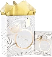 Vista 12 de Loveinside Bolsa de regalo de boda con papel de seda, etiqueta de regalo y tarjeta de felicitación, 10 x 5 x 13 pulgadas, diseño de vestido de novia