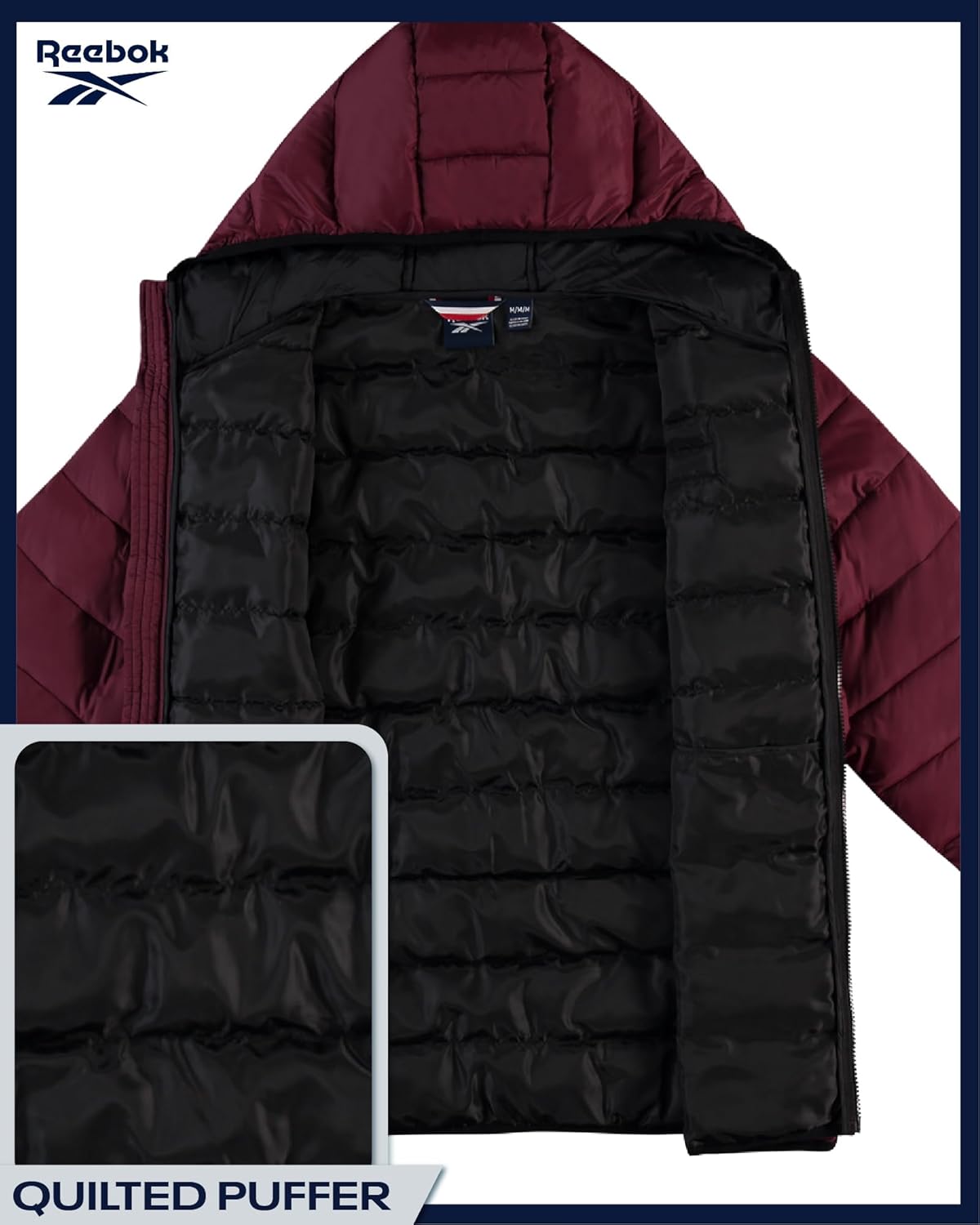 Reebok Mens Puffer Jacket - Lightweight Quilted Glacier Shield Plus Size Puffer Jackets for Men - Insulated Mens Winter Coats - Image 5