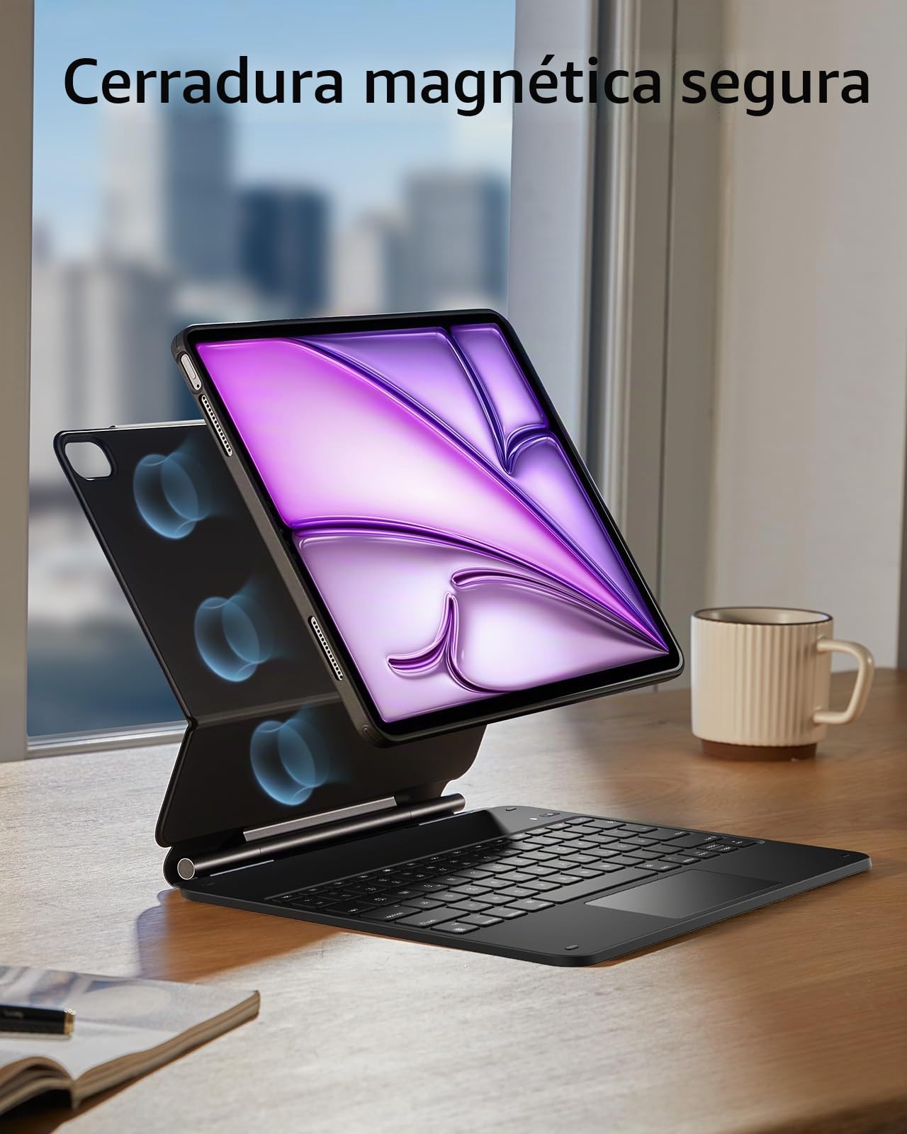 ESR Funda con Teclado para iPad Air 13, Soporte Magnético Multimodo | para Air 13" M4/M3/M2 Generación, Bloqueo Magnético, Funda Trasera Desmontable, DEU QWERTZ 360, Negro