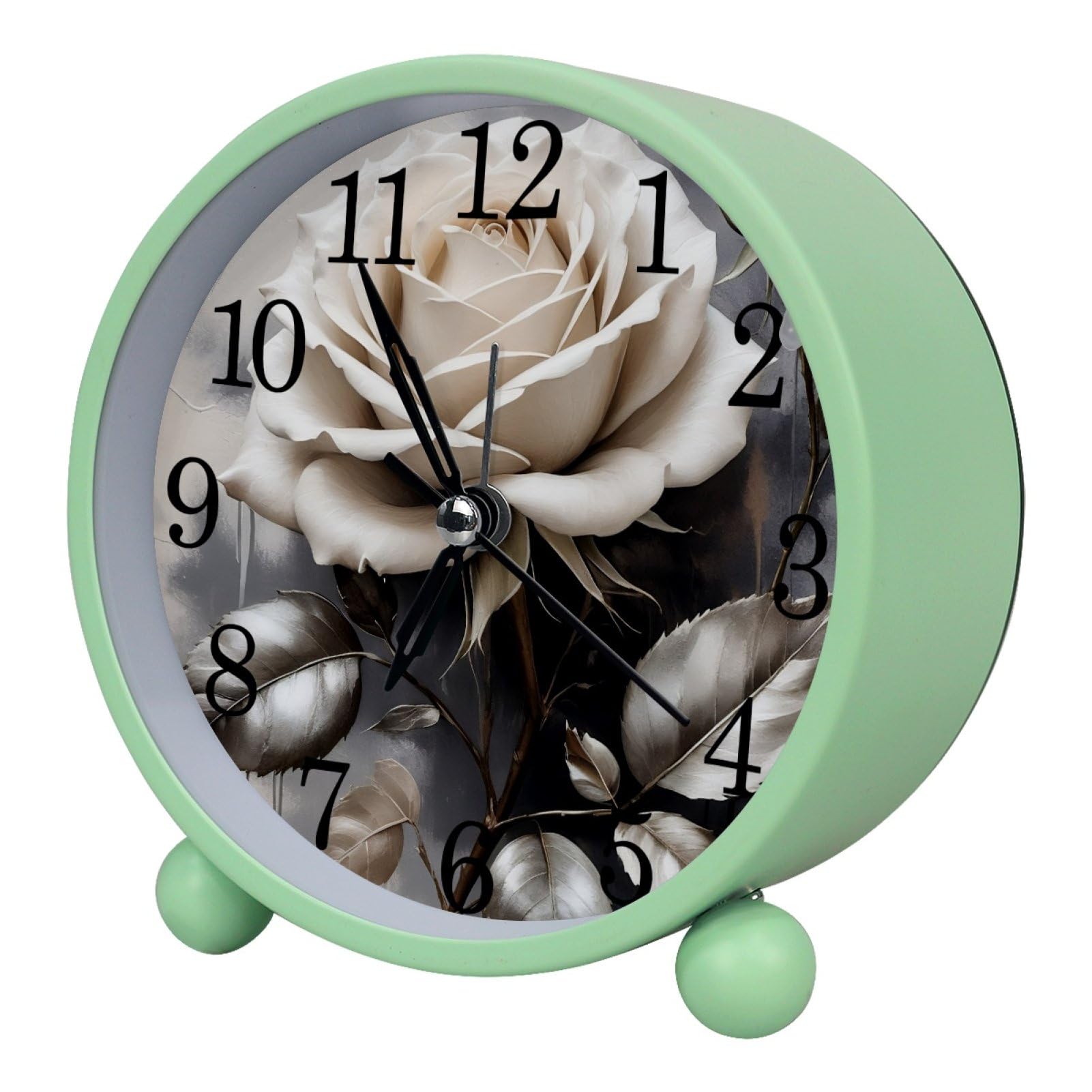 etoenbrc Watercolor Butterfly Silent Analog Alarm Clock Small Battery Operated Clock Slient Plastic Table Clock for Living Room Bedroom Color418