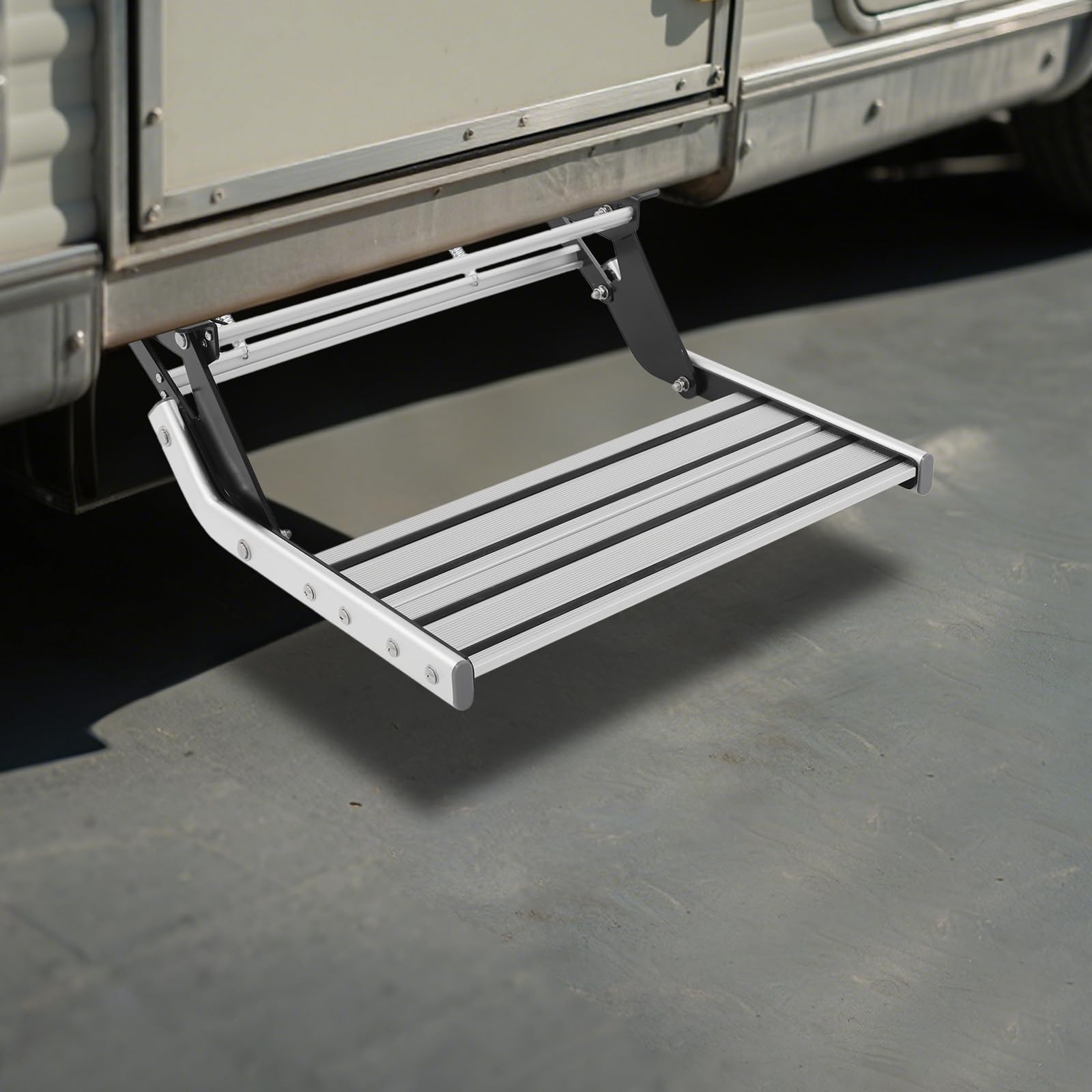 Peldaño plegable manual de aleación de aluminio antideslizante de alta resistencia rectangular retráctil para caravana, autocaravana, autocaravana, autocaravana, autocaravana, autocaravana