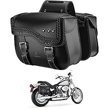 KEMIMOTO Motorcycle Saddlebags,Upgraded Bottom Anti-scalding Motorcycle Luggage Bag 30L Large Capacity PU Leather Side Bags Compatible with Sportster Softail Dyna V-star Shadow