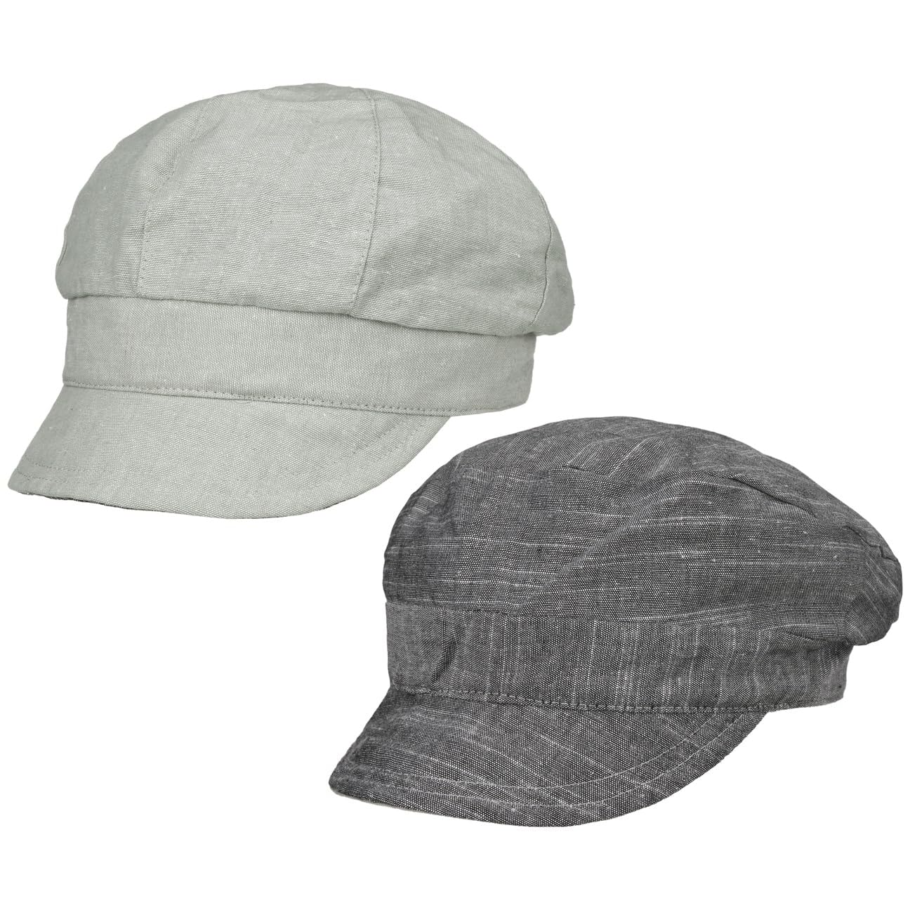 Lipodo Newsboy Cap Reversible Cotton Linen Baker-Boy Hat Melange Stretchband Women Summer Grey M (57-58 cm)