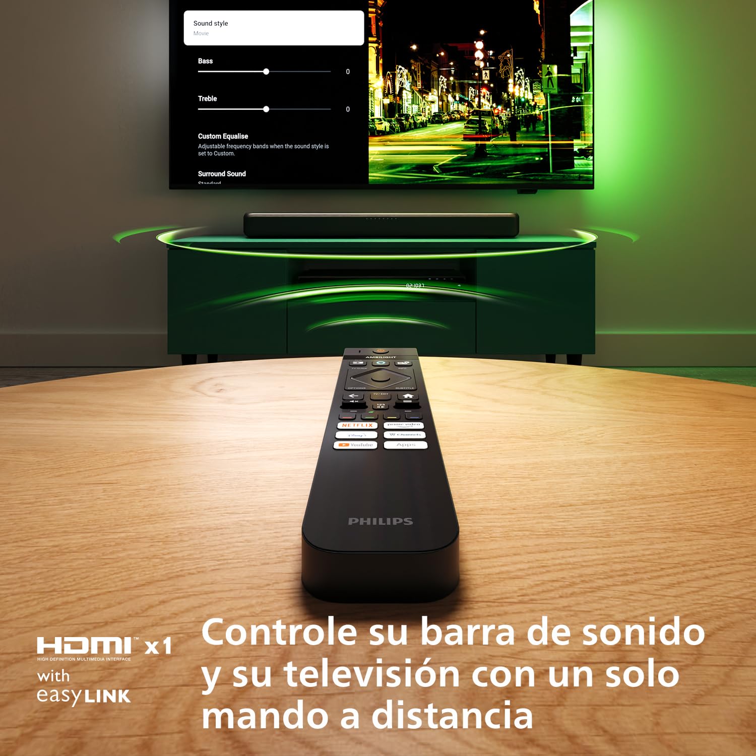 Philips TAB5109 Barra de Sonido 2.0 120W DTS Virtual X Bluetooth 5.4 HDMI ARC Óptica USB Gris Oscuro