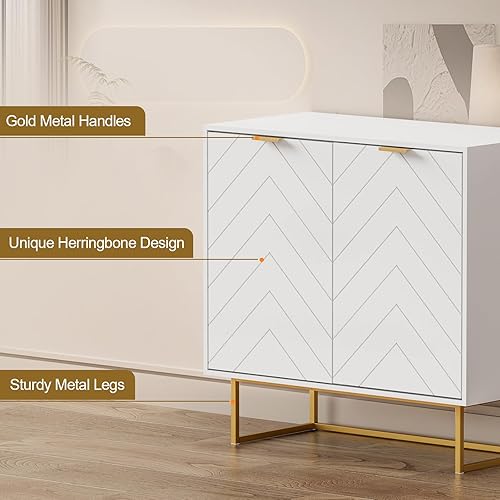 Miniatura 9 de Scurrty Aparador de 31.5 pulgadas con almacenamiento, gabinete moderno de acento negro, armario de almacenamiento con puertas y estante ajustable