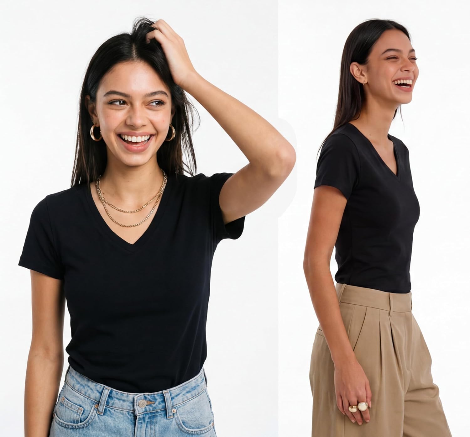 Emmalise Women's Soft V-Neck Short Sleeve T-Shirt, 6-Packs image 2