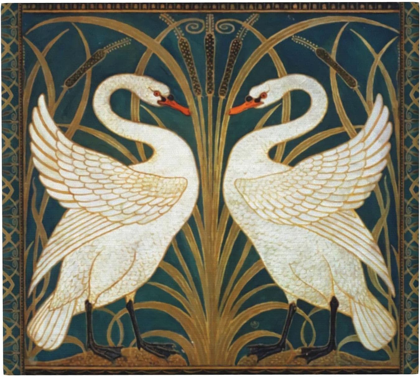 Dish Drying Mats,Walter Crane Swan Rush And Iris Art Nouveau Absorbent Dish Drainer Mat Sink Mat Pad 41X46 CM