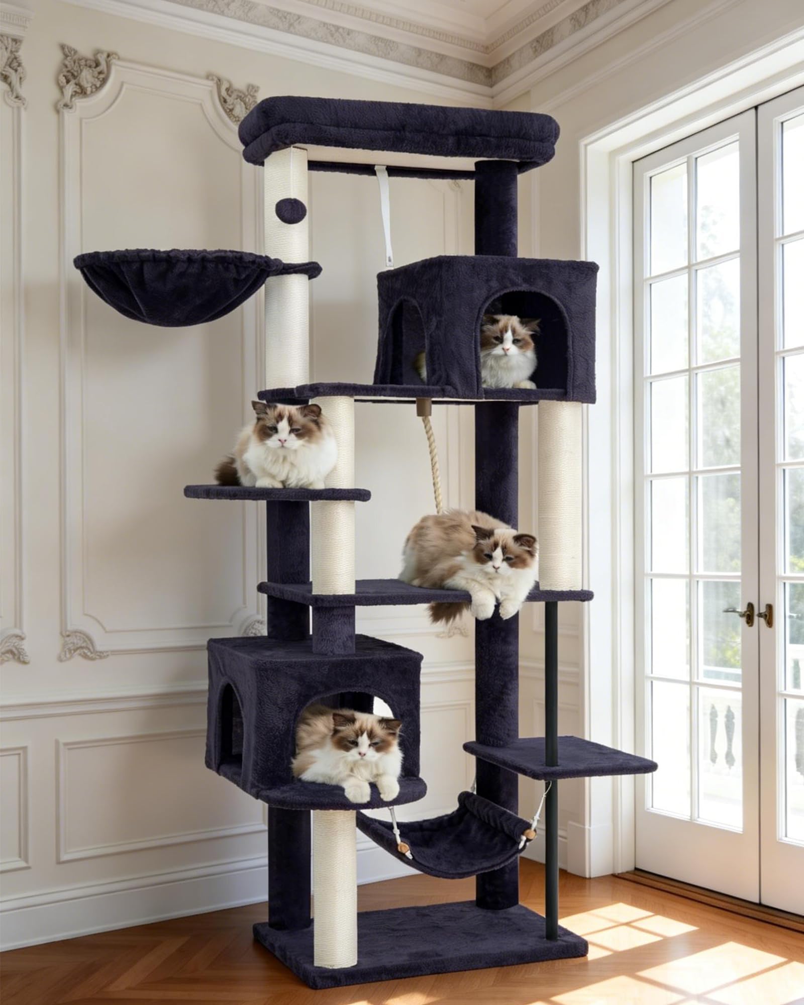 Gitelsnour Cat Tree, Cat Tower with Sturdy Steel Tube, Large Perch GCT024G