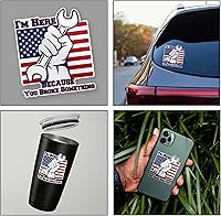 Vista 5 de Calcomanías de vinilo troqueladas impermeables con texto en inglés "I Here Because You Broke Something Mechanic Technician Labor Day", calcomanías