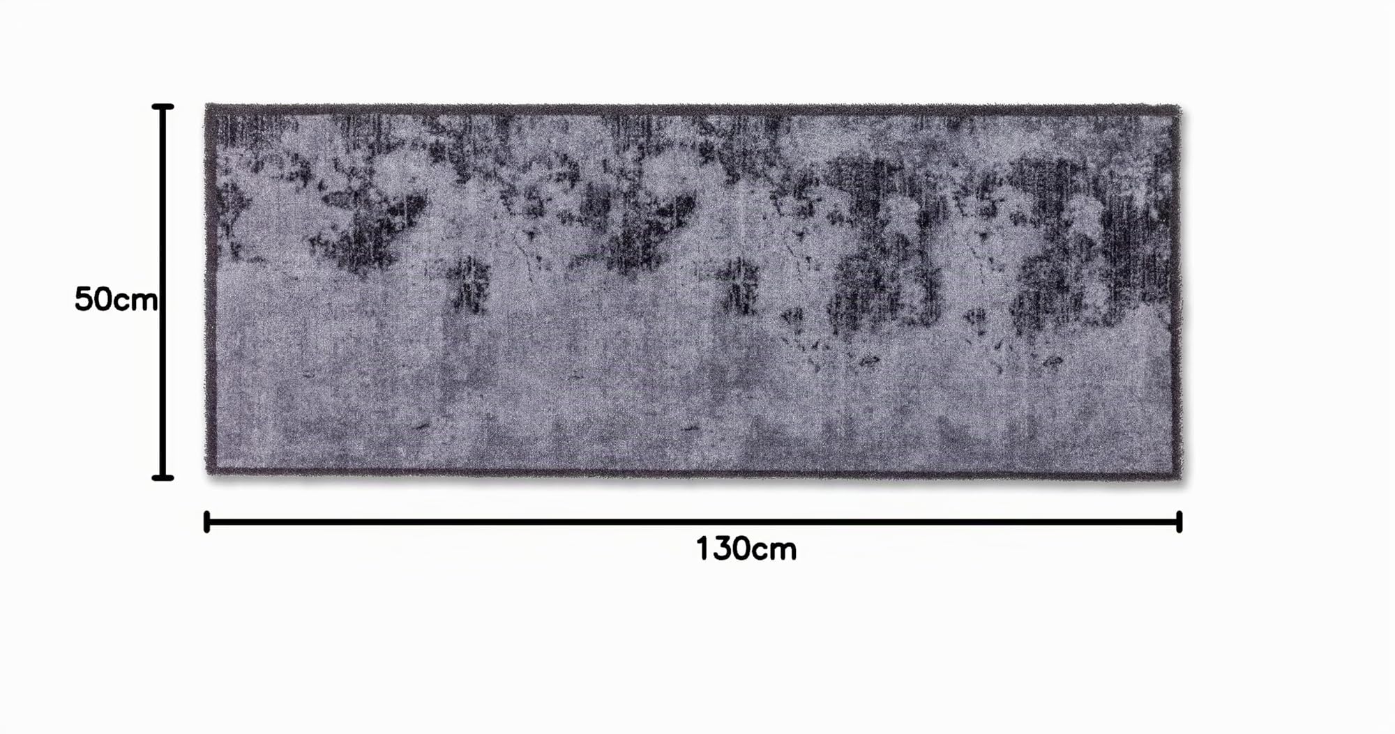 Waschbare Fußmatte innen rutschfest - Beton grau 50 x 130 cm (Rechteckig)