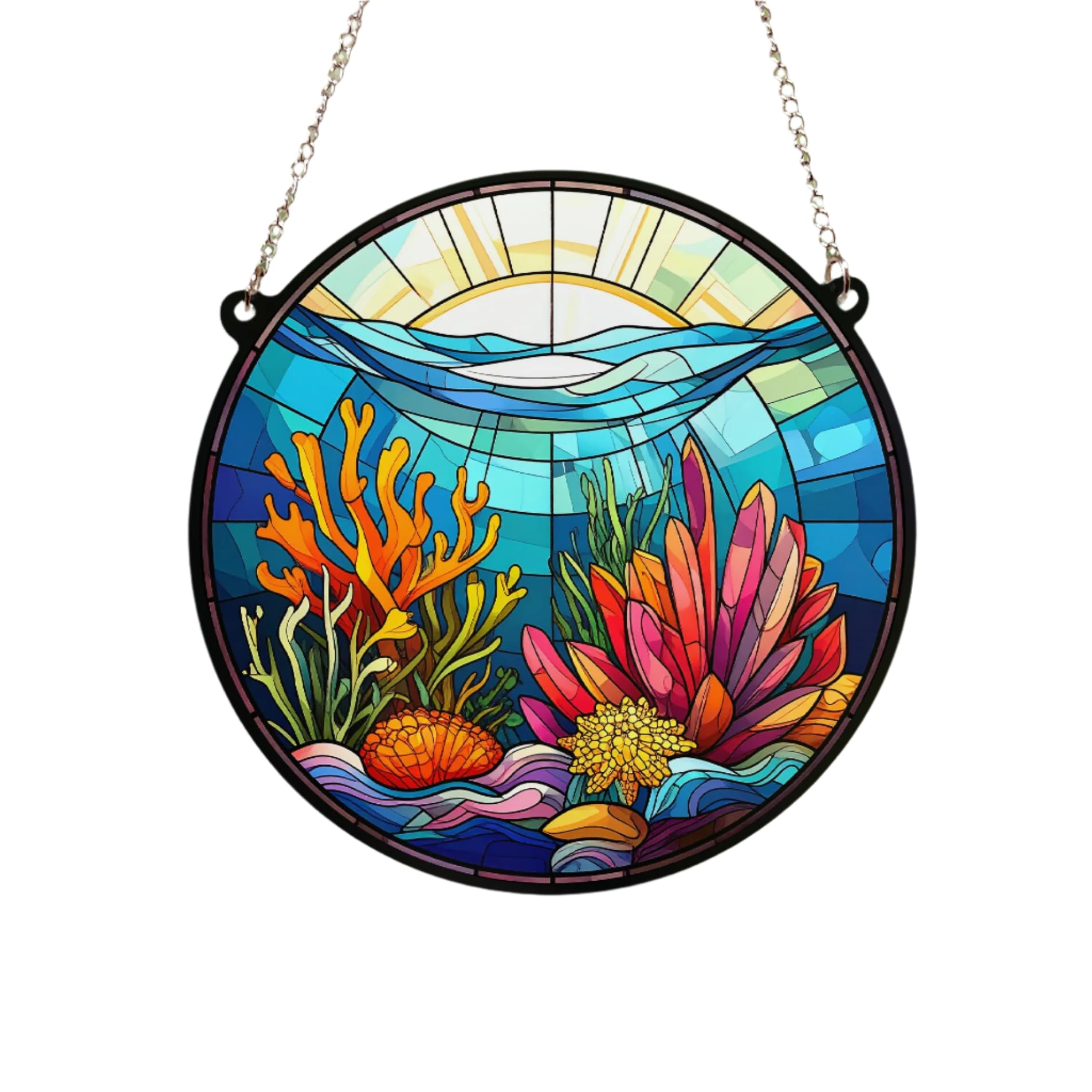 Image Industry Coral Stained Glass Effect Suncatcher - Hanging Ornament - Animal Lovers - New Home - Acrylic (13cm)