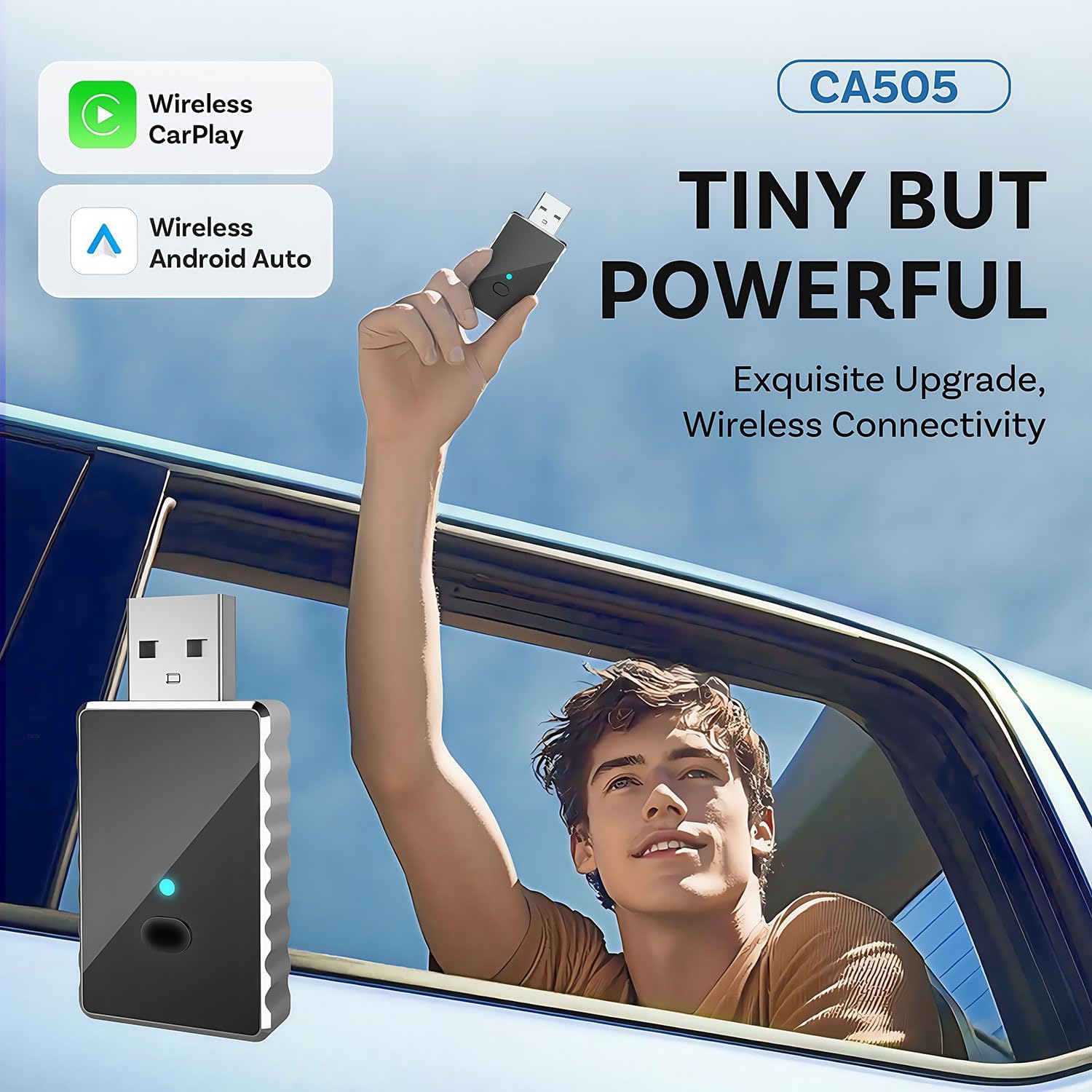 Wireless Carplay Adapter - Android Auto Wireless Adapter US, Conversion from Wired to Wireless with USB to USB C adapter, Plug and Play Bluetooth Car Play Dongle, Compatible with iPhone/Android