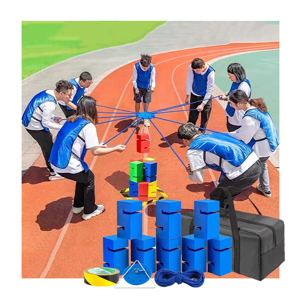 Giochi di Squadra con Le Torri di Blocchi, attività di Gruppo all;Aperto, Giochi di Competizione Divertenti, promozione della Comunicazione Amichevole (Blue 8pcs)