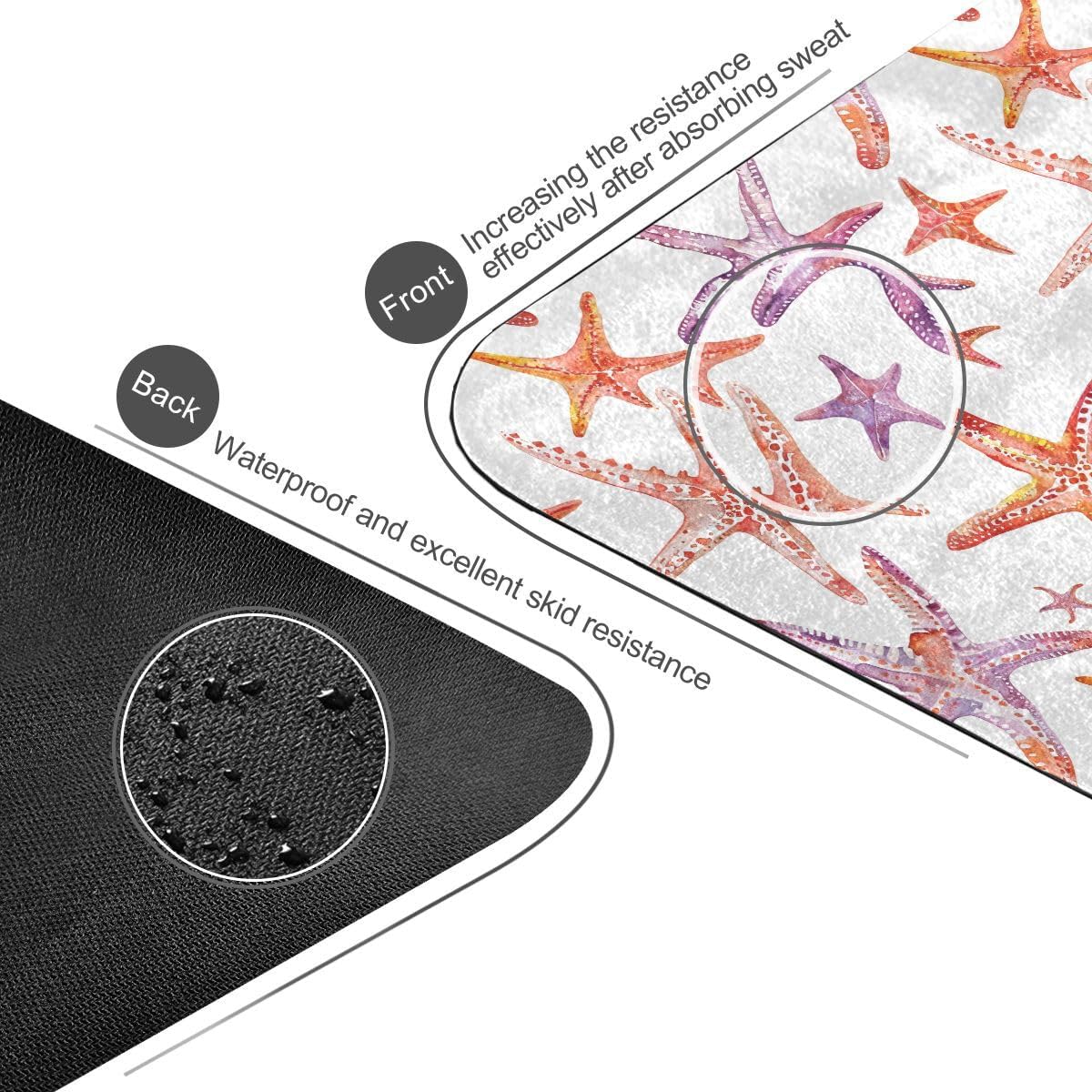 ALAZA Starfish Seamless on White Yoga Mat Non Slip Fitness Exercise Mat, Workout Mat for Yoga, Pilates and Floor Exercises
