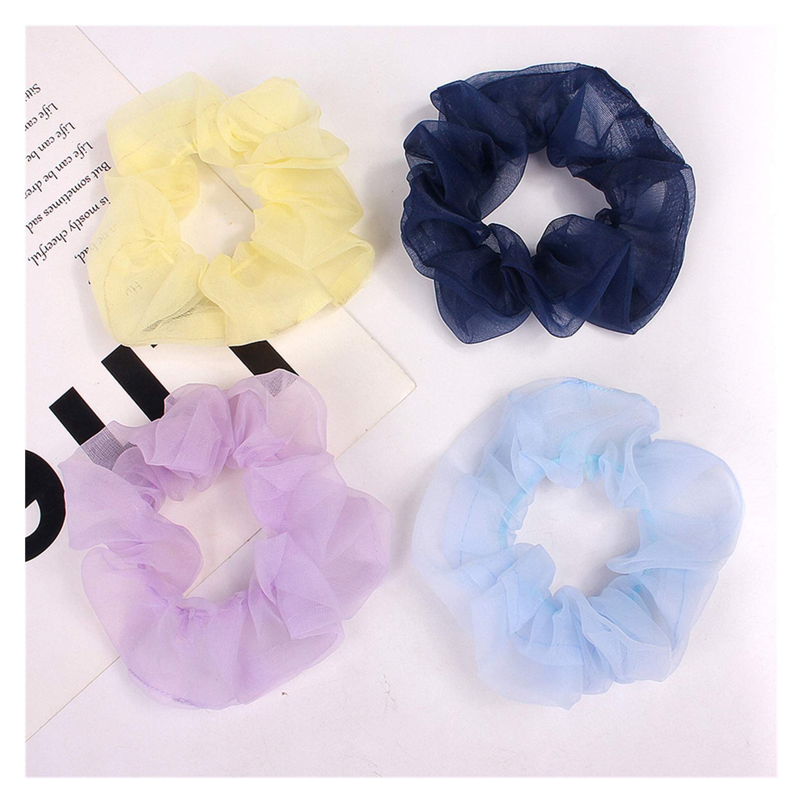 Cuerda para el cabello Color sólido Gasa Malla Scrunchie Lazos para el cabello Mujer Niña Tela elástica transparente Bandas de goma Cuerda para el cabello Accesorios para el cabello (Color : Brown S