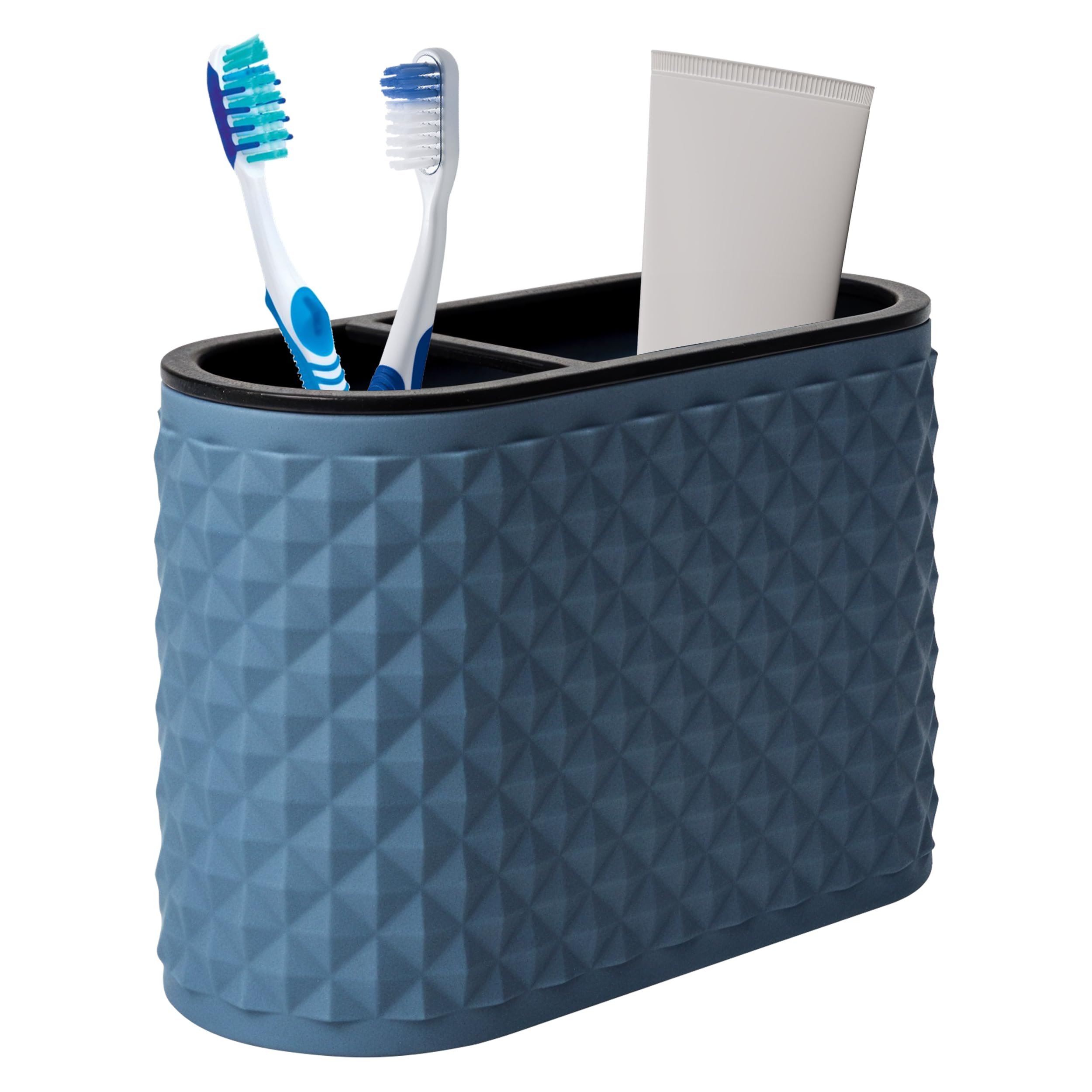 Blue Canyon Figaro Resin Toothbrush Holder for Bathroom, Multipurpose Storage Holder Stand For Electric Toothbrush, Tongue Cleaner, Comb, Razor & Shaving Kit, Toothbrush Case, Slate Blue