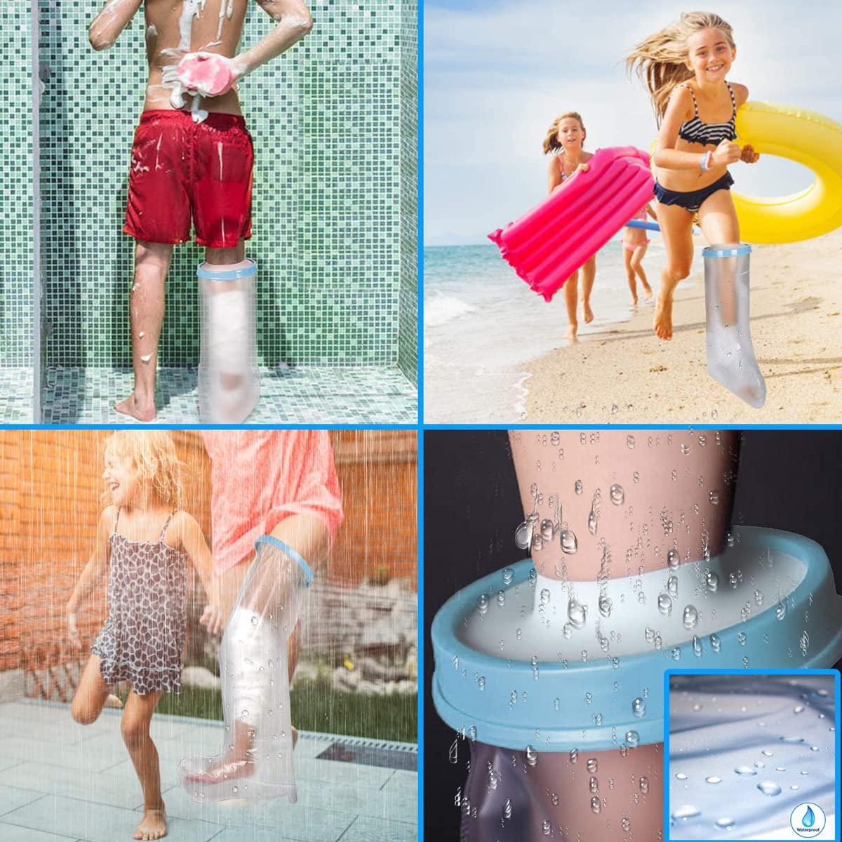 wasserdichte Gipsverbände zum Duschen der Erwachsenen, Duschschutz Bein Wasserdichter Fußschutz Dichtungsbeutel, Wiederverwendbare Gips Verbandsschutz (Size:Erwachsener mit kurzem Bein)
