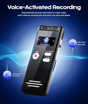 128GB Digital Voice Recorder - 3072kbps Dictaphone Digital Voice Activated Recorder, 9600hours One-Touch Recording with playback, Recording Device for Lecture & Interview, Meeting, Class