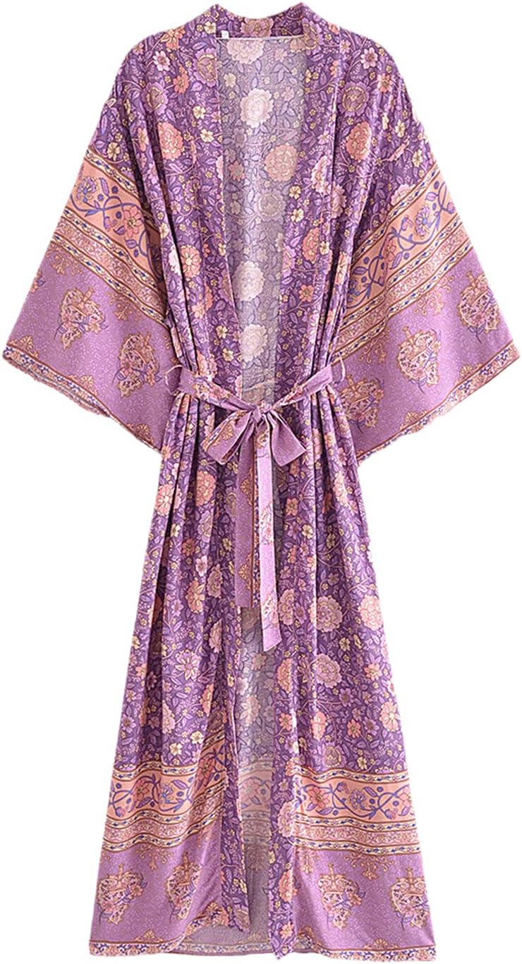 Dames kimono bloemenprint Coralia Black – Bohemian Bloom