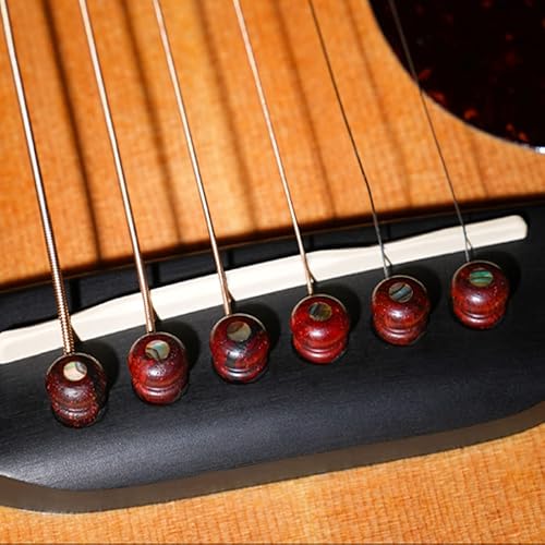 Miniatura 12 de Miwayrer - Tuerca de sillín de puente de hueso para guitarra acústica con 6 pines de puente de guitarra de abulón pequeños y extractor de pines