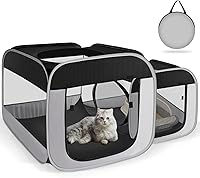 TailTastic Large Cat Playpen with Separate Areas - Portable Indoor/Outdoor Enclosure for Cats, Puppies, Small Animals & Dogs Up to 80lbs