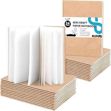 Koogel 24PCS Mini Notebooks Bulk, 3.5 x 5 Inch Small Blank Pocket Notebooks Memo Pad Tiny Journal Sketch Note Book Bulk for School Students Office Home Travel Supplies, 30 Sheets/60 Pages