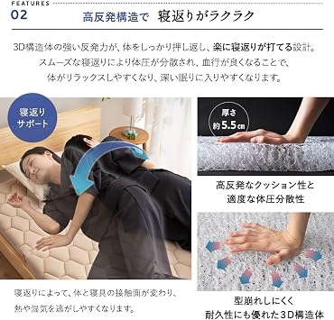Emur 3D-MAT-DX 3D Structure, Tri-Fold Mattress, DX Single