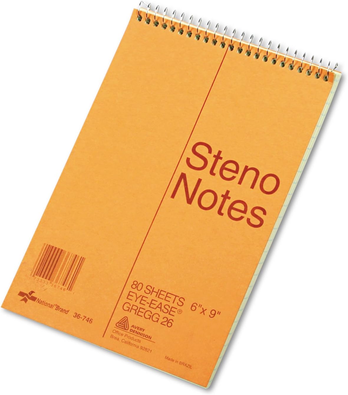 National Standard Spiral Steno Pad, Gregg Rule, Brown