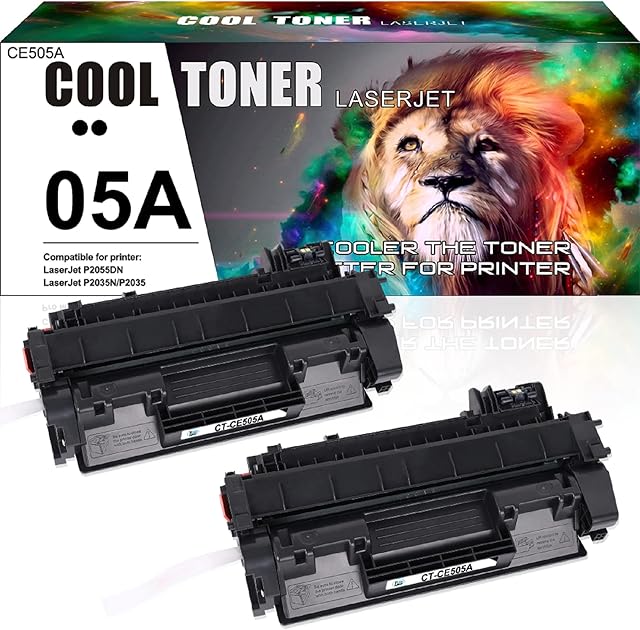 Cool Toner Compatible Toner Cartridge Replacement for HP 05A CE505A 05X CE505X LaserJet P2030 P2035 P2035N P2050 P2055 P2055D P2055DN P2055X (Black,2-Pack)
