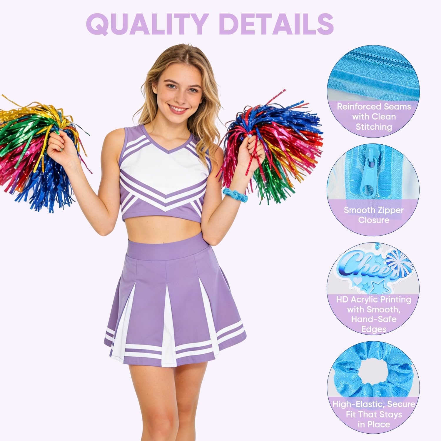 Cheerleading Makeup Bags Bulk 42 Pack, Includes 14 Clear Cosmetic Bags, 14 Cheer Keychains & 14 Hair Scrunchies, Dance Team Gifts for Girls, Cheerleader Gifts,Snack Bags(Blue)