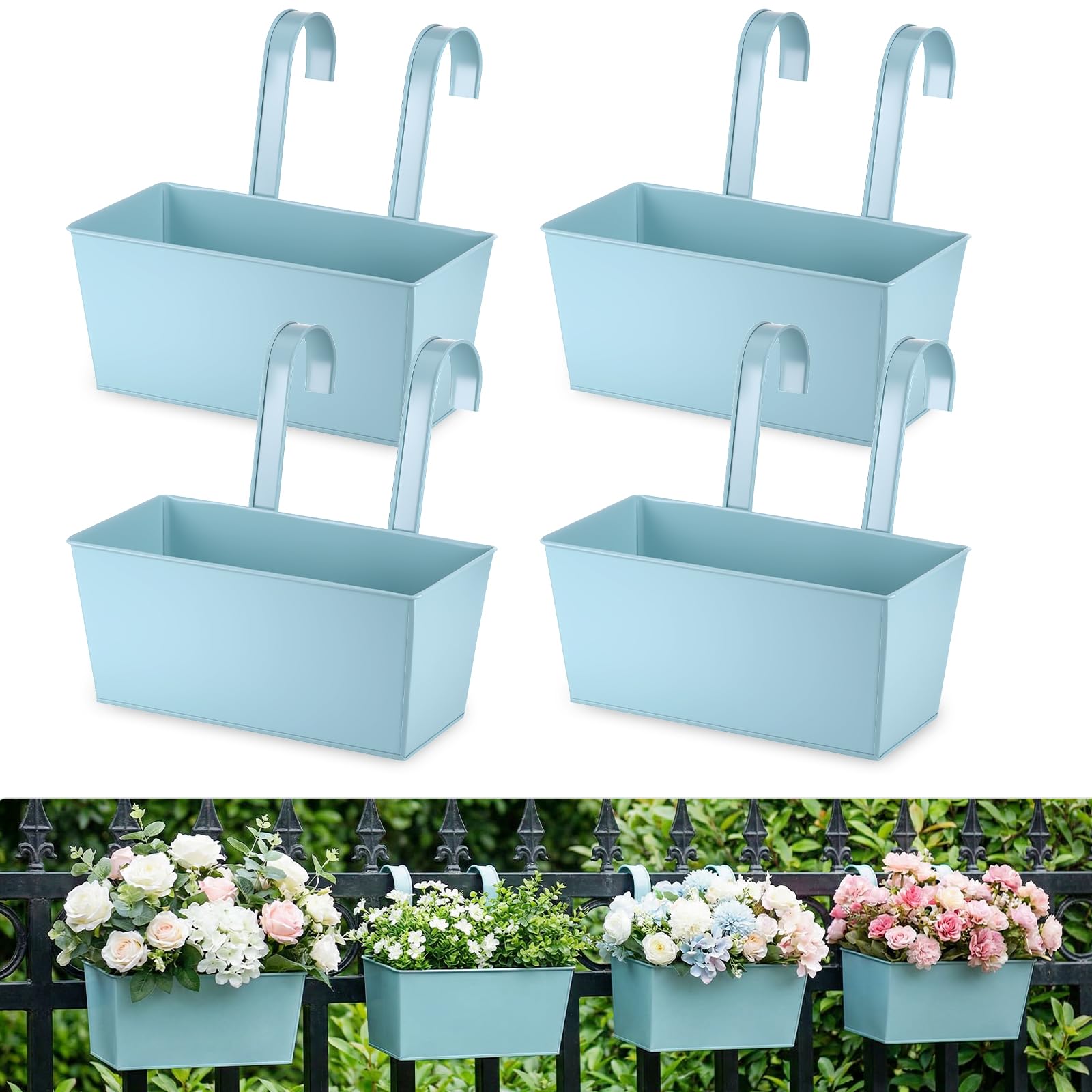 lot de 4 jardinières balcon suspendues